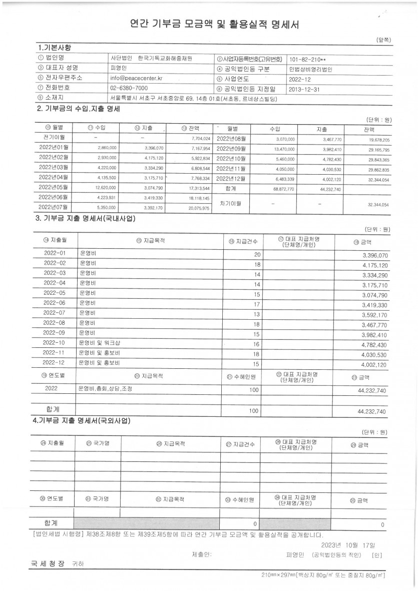 사)한국기독교화해중재원 / 자료실